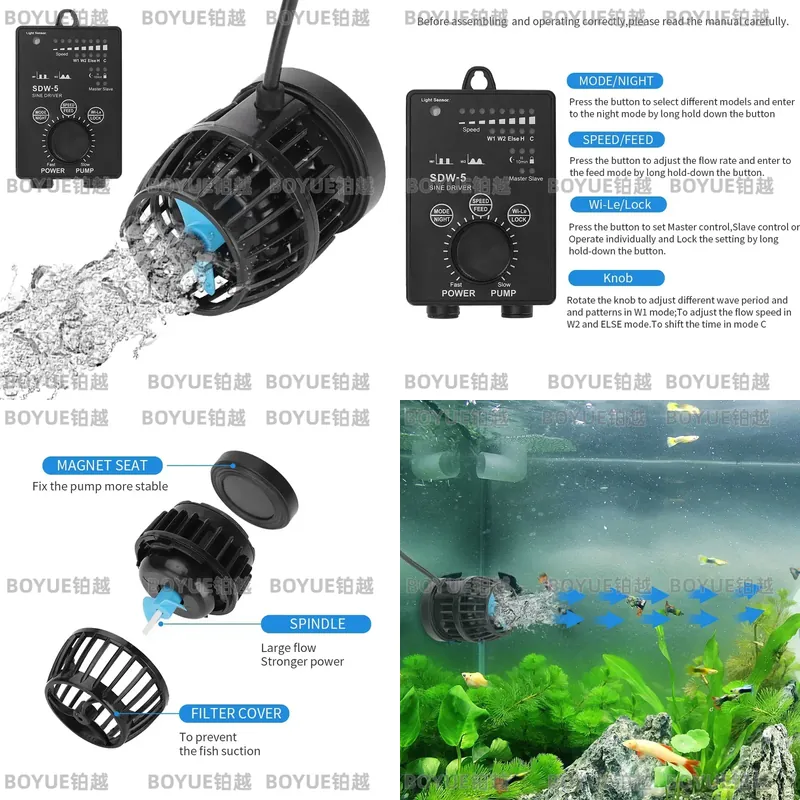 Powerhead Circulation Pump - WiFi 수족관 웨이브 메이커 무소음 순환